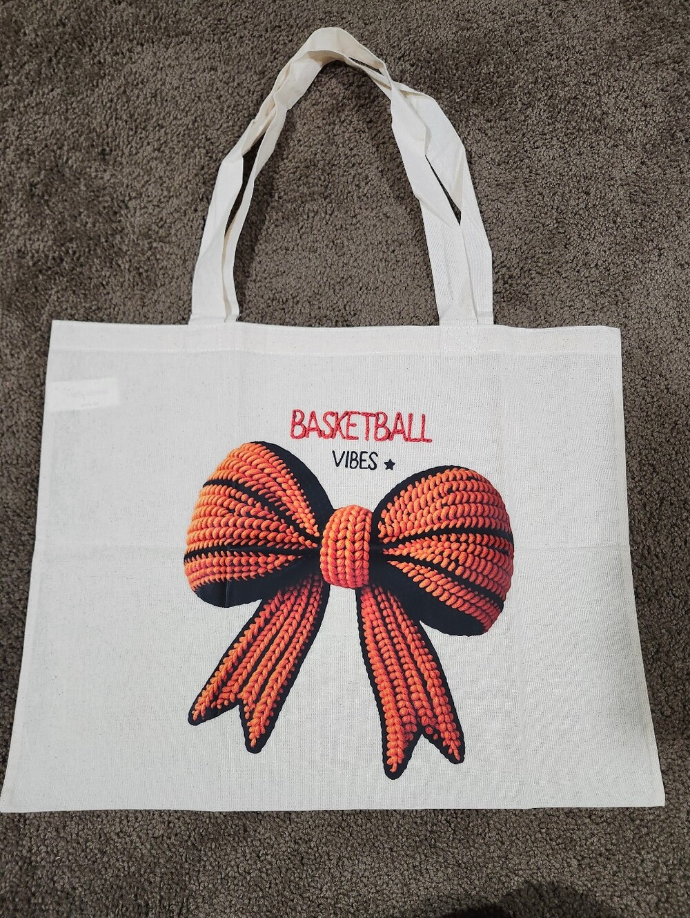 Basketball Vibes Bow Tote Bag – 20” x 16”